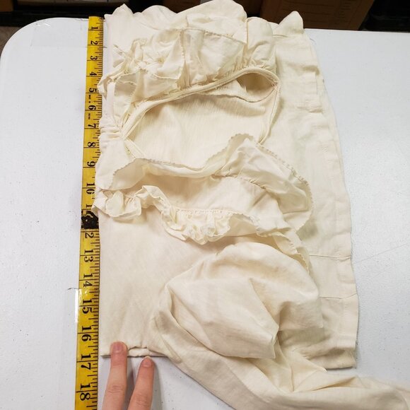 By Anthropologie Womens Ruffle Deep V Neck Top Size XS Petite Ivory Regencycore - Picture 7 of 12